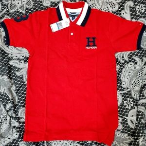 Tommy Hilfiger Boys Red Navy Polo